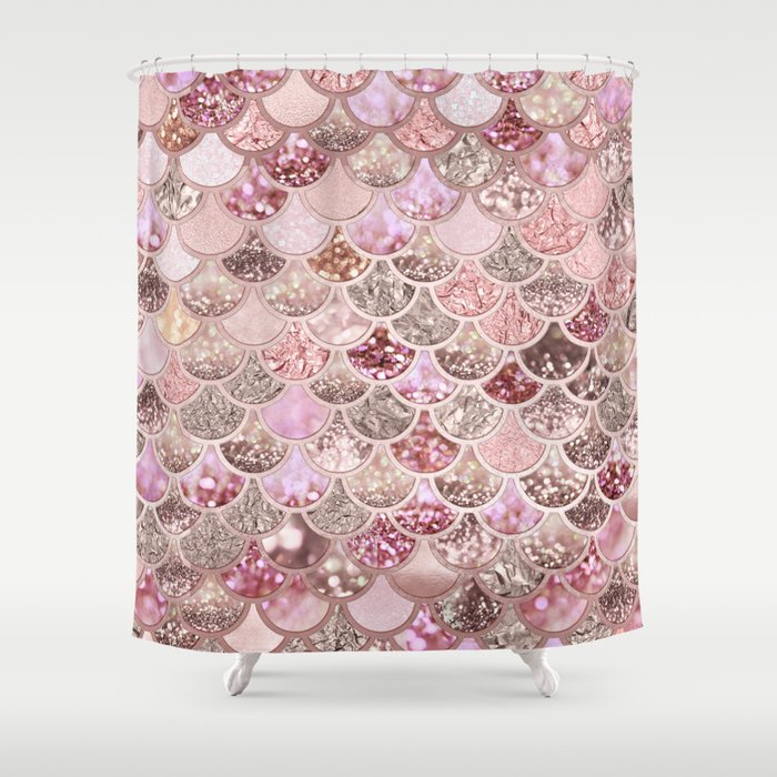 Rose Gold Blush Glitter Ombre Mermaid Scales Pattern
