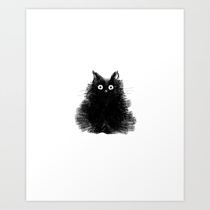 Duster Black Cat Drawing Art Print By Thelonelypixel