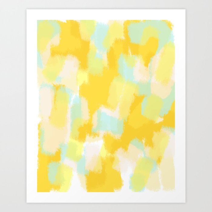 Gabi - Sunny Yellow Abstract digital painting Art Print by Allyson ...