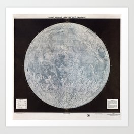 Vintage Lunar Moon Map, 1960s Art Print