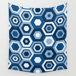 Classic Blue Hexas Wall Tapestry