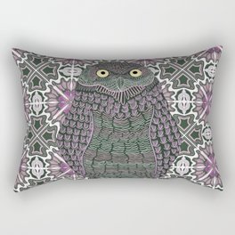 Cute burrowing owl decorated and on a patterned background - Pink and brown Rectangular Pillow