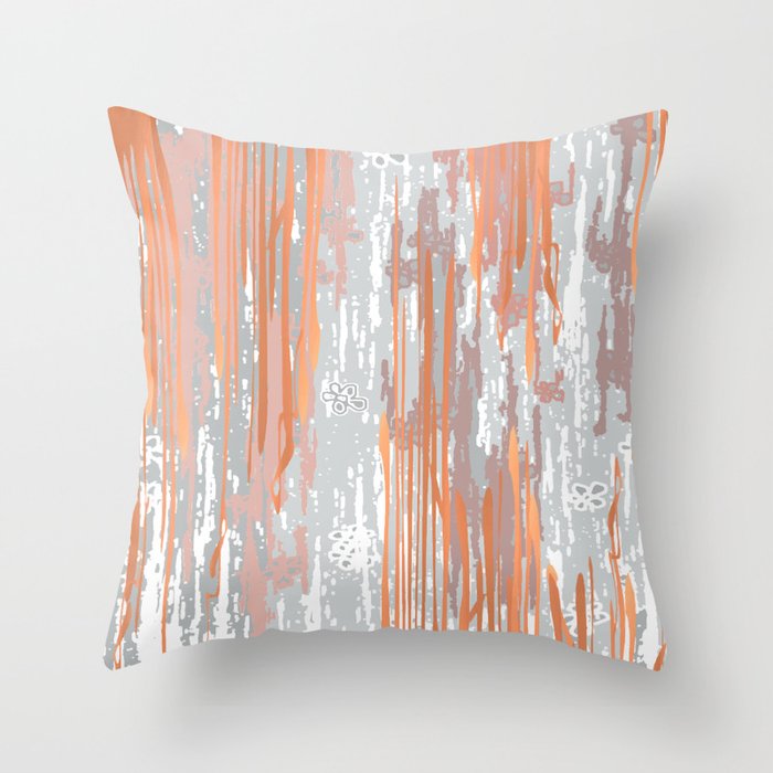 Abstract ink. Gray. metallic. orange. abstract. .minimalist. line. minimalism. lines. Throw Pillow