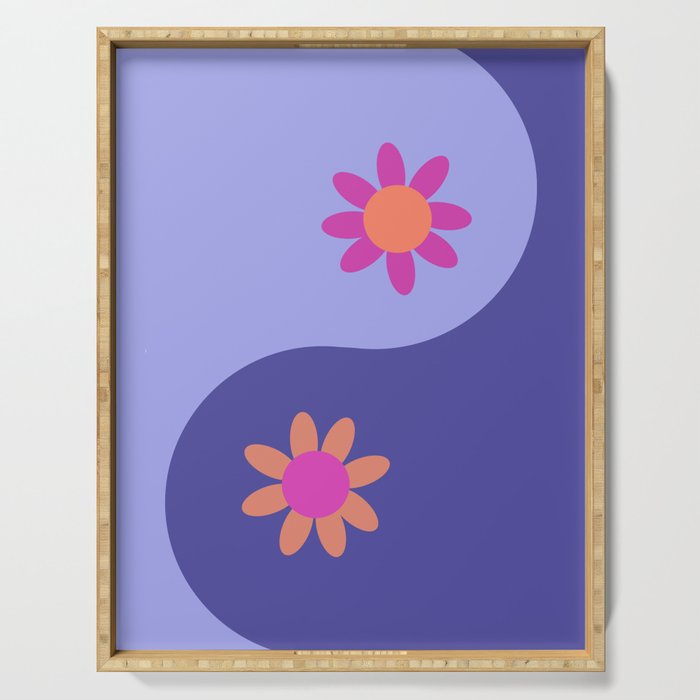 Yin Yang floral - periwinkle Serving Tray