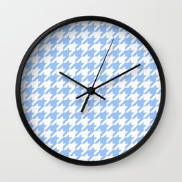Pastel Houndstooth Baby Blue Wall Clock