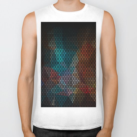 Abstract background of triangles polygon print. Bright dark design colors Biker Tank