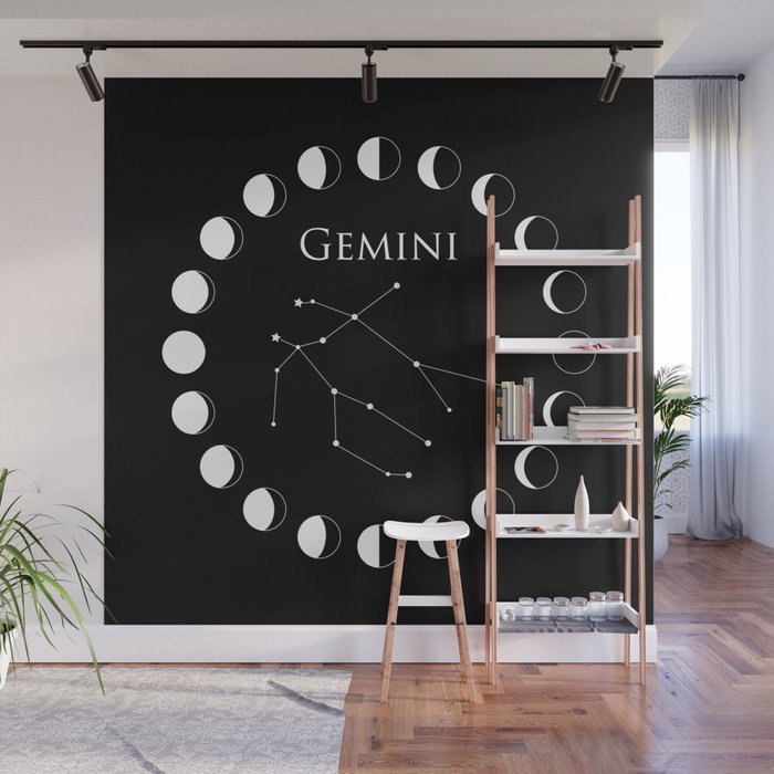 Gemini Zodiac, Black and White Wall Mural