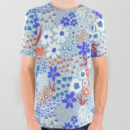 Winter Time Flower Field All Over Graphic Tee