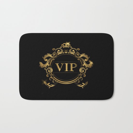 VIP In Black and Goldtone Bath Mat