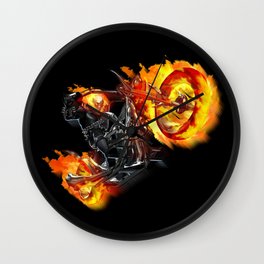 Become Ghost Rider Wall Clock | Illustration, Scary, Bones, Ghost, Rider, Ghostrider, Contrast, Abstract, Black And White, Pop Art 