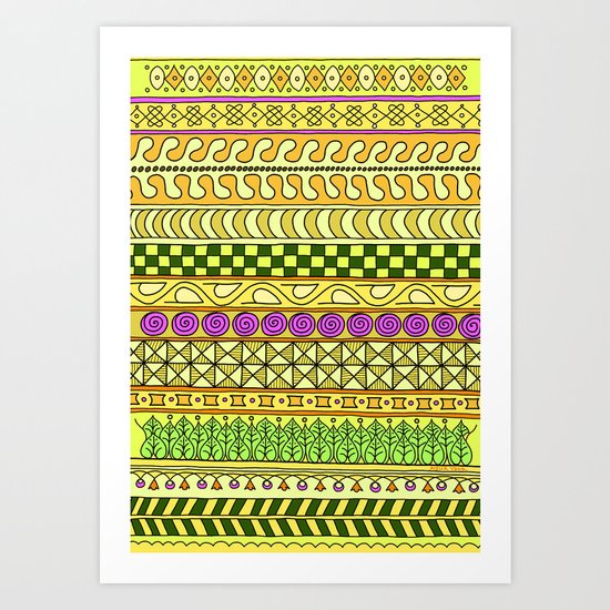 Yzor pattern 011 Yellow Things Art Print
