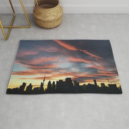 Dramatic Sunset with Toronto Skyline in Canada | Cityscapes Photography | Travel Photography | Urban Art Rug