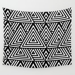 Triangle Pattern Black And White Wall Tapestry