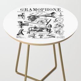 Gramophone Vinyl Record Lover Musician DJ Vintage Patent Side Table