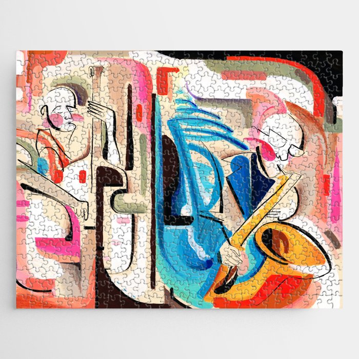 Jazz concert musicians composition drawing artwork Jigsaw Puzzle