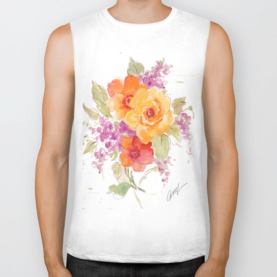 flower beach roses floral Biker Tank