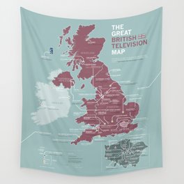 The Great British Television Map Wall Tapestry