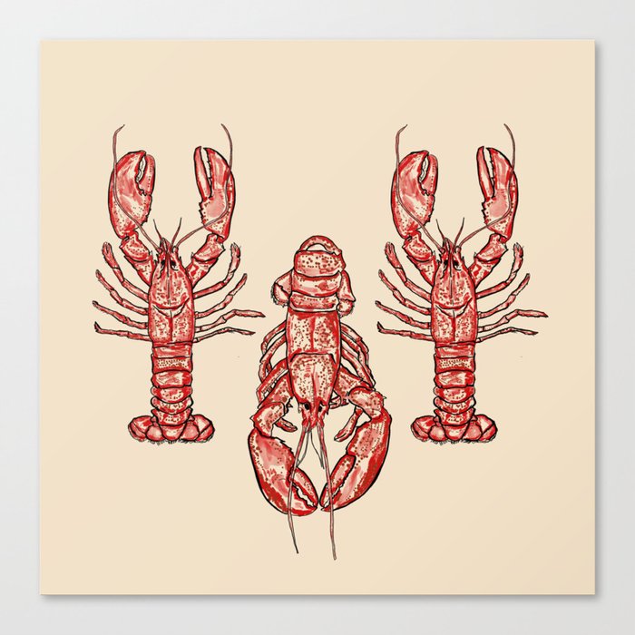 Lobster Watercolor Minimalist Canvas Print