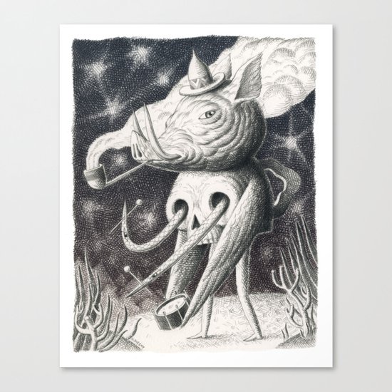Pig Pipe Skull Canvas Print