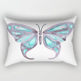 Watercolor Butterfly - Grey Teal Rectangular Pillow