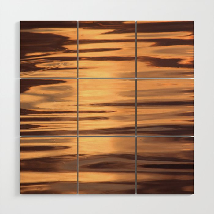 Wavy water in sunset Wood Wall Art