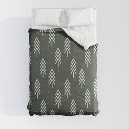 Pine Trees . Olive Comforter