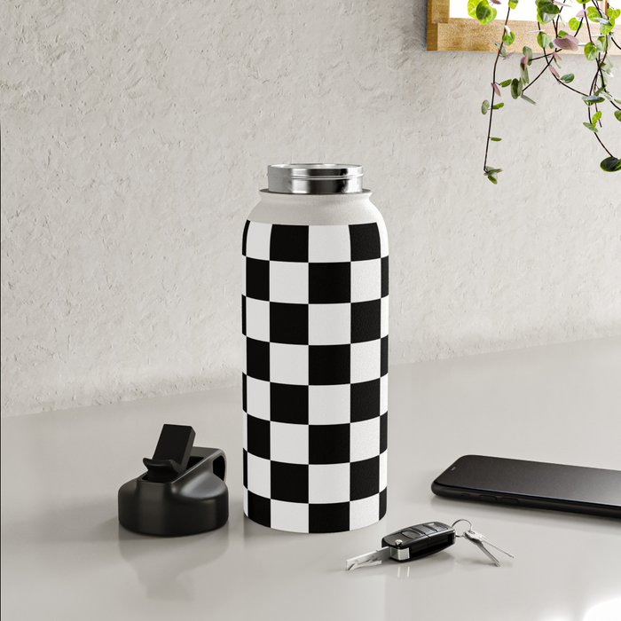 Checkered Border Stainless Steel Wide Mouth Water Bottle by Shutterfly
