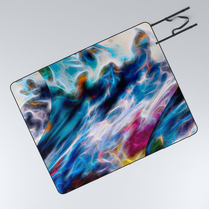 Colorful And Vibrant Wavy Liquid Paint Design Picnic Blanket