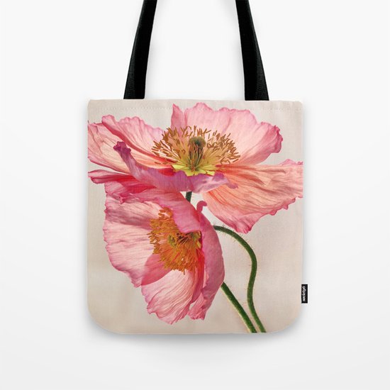 Like Light through Silk - peach / pink translucent poppy floral Tote Bag