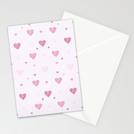 Hearts on a pink background. For Valentine's Day. Vector drawing for February 14th. SEAMLESS PATTERN WITH HEARTS. Anniversary drawing. For wallpaper, background, postcards. Stationery Card