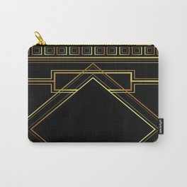 art deco gatsby black and gold lines geometric pattern Carry-All Pouch
