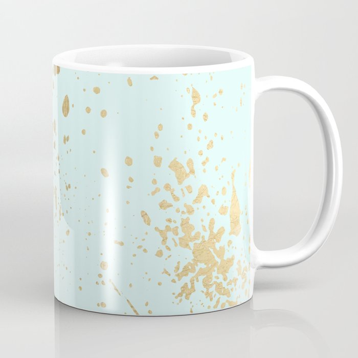 Elegant Abstract Mint Green Gold Splatters Coffee Mug
