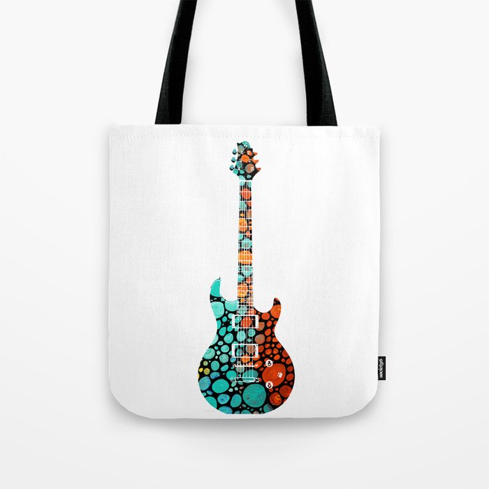Colorful Mosaic Electric Bass Guitar Art Music Tote Bag