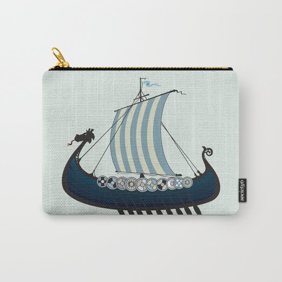 Blue viking ship Carry-All Pouch