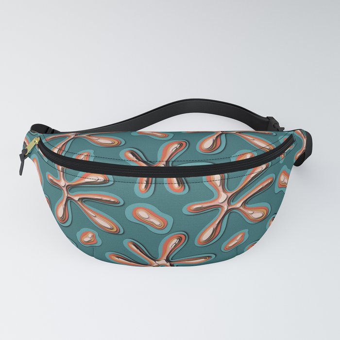 3D Abstract retro papercut shapes pattern Fanny Pack