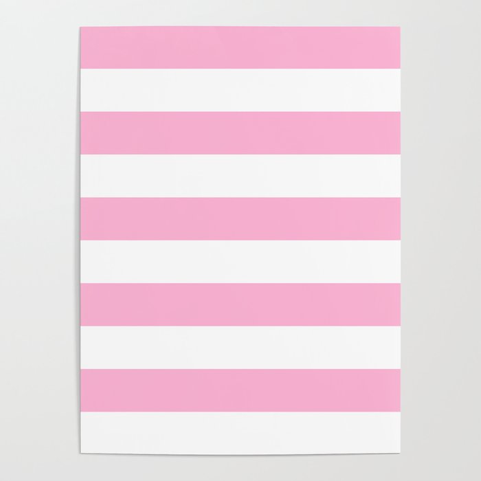 Rose Quartz and White Thick Horizontal Stripes Poster
