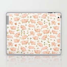 Piglets & Flowers on White Laptop Skin