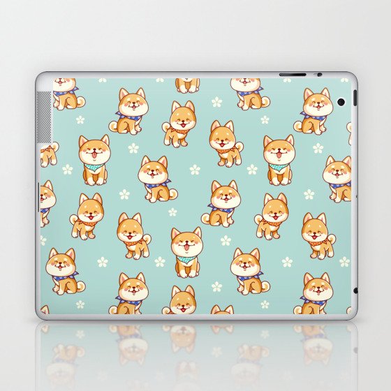 Happy Shiba Inu Puppers with Bandanas  Laptop & iPad Skin