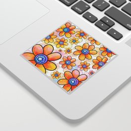 Doodle Daisy Flower Pattern 05 Sticker