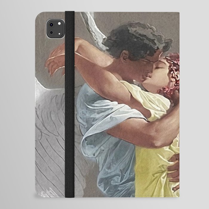 The lovers; the kiss angelic romantic encounter portrait painting by Mihály Zichy iPad Folio Case