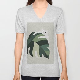 Cat and Plant 12B V Neck T Shirt