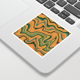 Warm Gold Liquid Paint Flow with Green Orange Colors  Sticker