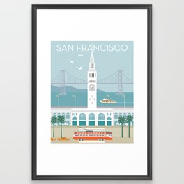 San Francisco: Ferry Building Framed Art Print | Vector, San Francisco, Poster, Digital, Graphic, Graphicdesign, Ferry Building, Travel Poster 