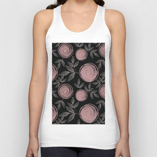 Abstract flowers on a black background. Unisex Tank Top