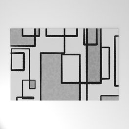 Piet Composition - Mid-Century Modern Minimalist Geometric Abstract in Gray Welcome Mat