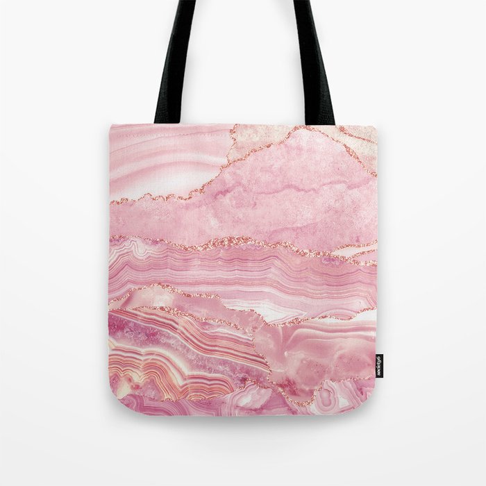Pink Glamour Marble Agate  Tote Bag
