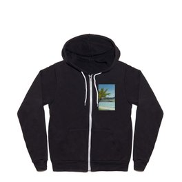 Waikiki Beach at First Sunlight tropical island landscape painting by D. Howard Hitchcock Zip Hoodie