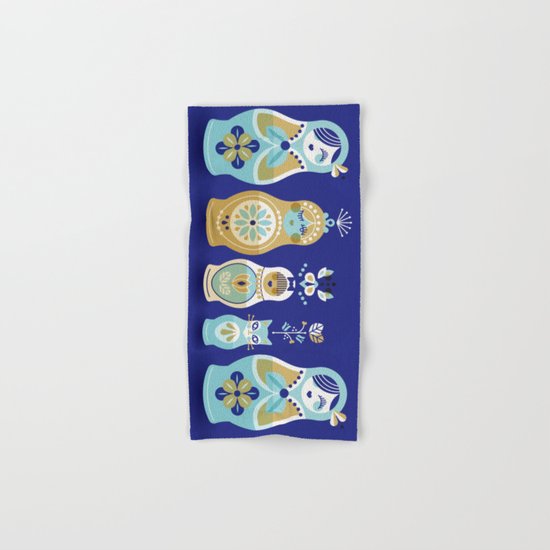 Russian Nesting Dolls – Navy Hand & Bath Towel