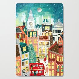 London city lights in the snow Cutting Board