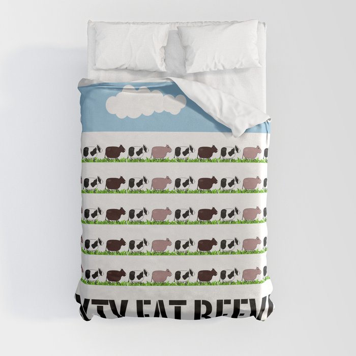 60 Fat Beeves - Cow Cartoon by WIPjenni Duvet Cover